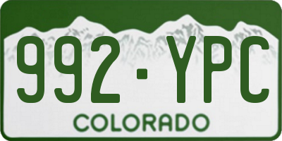 CO license plate 992YPC