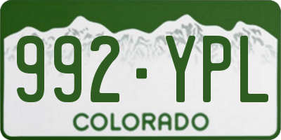 CO license plate 992YPL