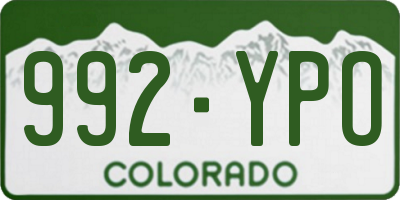 CO license plate 992YPO