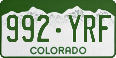 CO license plate 992YRF