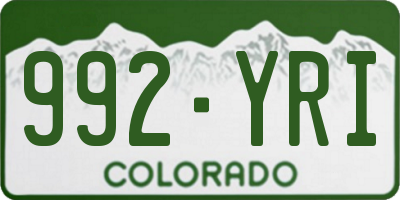 CO license plate 992YRI