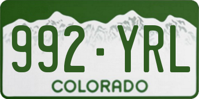 CO license plate 992YRL