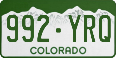 CO license plate 992YRQ