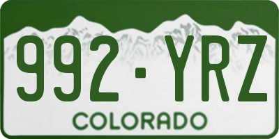 CO license plate 992YRZ