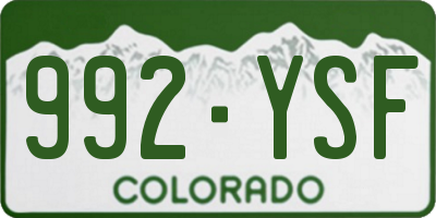 CO license plate 992YSF