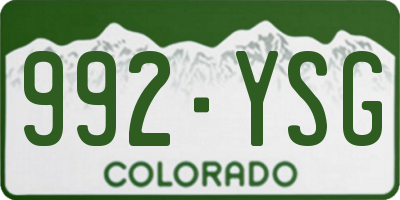 CO license plate 992YSG