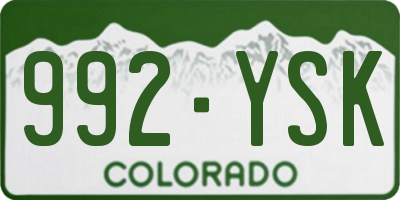 CO license plate 992YSK