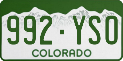 CO license plate 992YSO