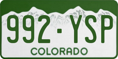 CO license plate 992YSP