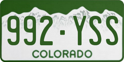 CO license plate 992YSS