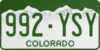 CO license plate 992YSY