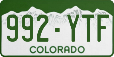 CO license plate 992YTF