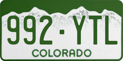 CO license plate 992YTL