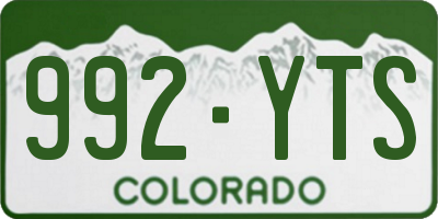 CO license plate 992YTS