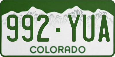 CO license plate 992YUA