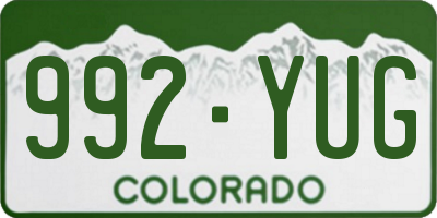 CO license plate 992YUG