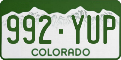 CO license plate 992YUP