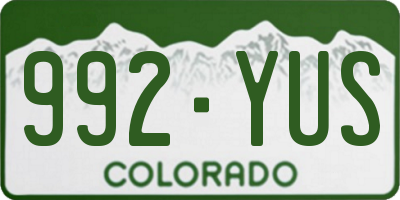 CO license plate 992YUS