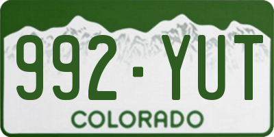 CO license plate 992YUT