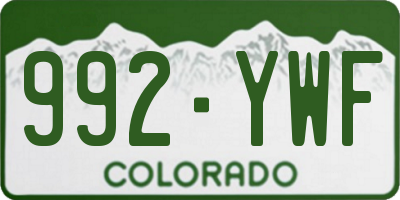 CO license plate 992YWF