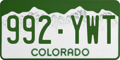 CO license plate 992YWT