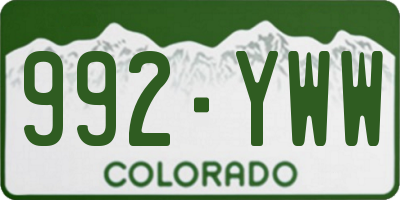CO license plate 992YWW
