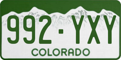 CO license plate 992YXY