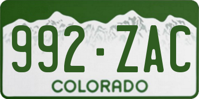 CO license plate 992ZAC