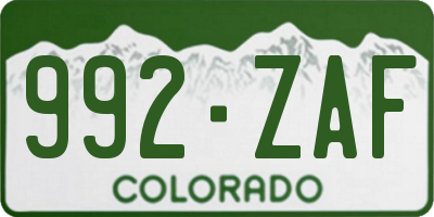 CO license plate 992ZAF