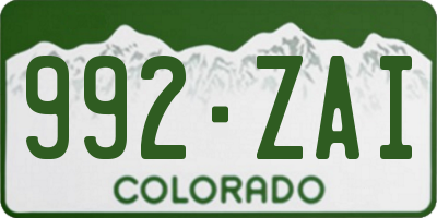 CO license plate 992ZAI
