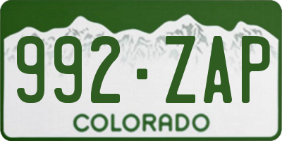 CO license plate 992ZAP