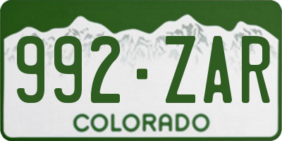 CO license plate 992ZAR