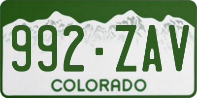CO license plate 992ZAV