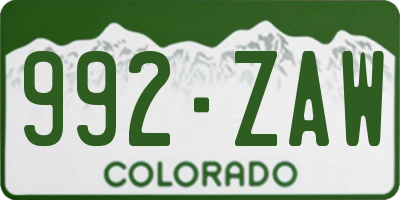 CO license plate 992ZAW