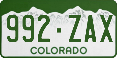 CO license plate 992ZAX