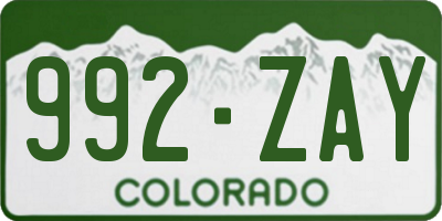 CO license plate 992ZAY