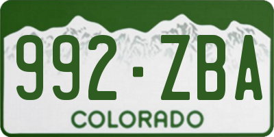 CO license plate 992ZBA