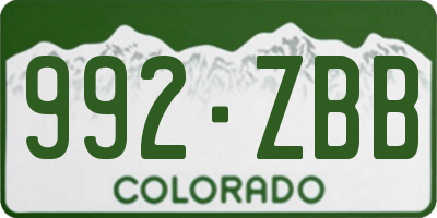 CO license plate 992ZBB