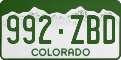 CO license plate 992ZBD