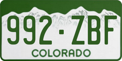 CO license plate 992ZBF
