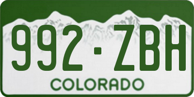 CO license plate 992ZBH