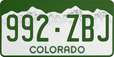 CO license plate 992ZBJ