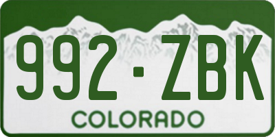 CO license plate 992ZBK