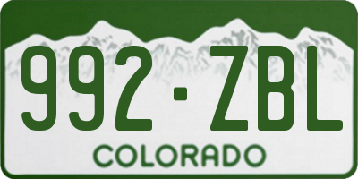 CO license plate 992ZBL