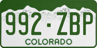 CO license plate 992ZBP