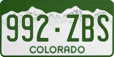 CO license plate 992ZBS