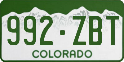CO license plate 992ZBT