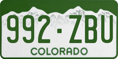 CO license plate 992ZBU