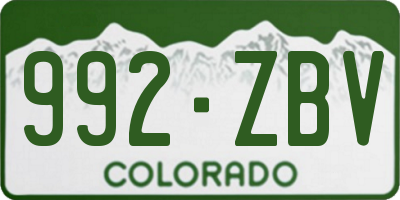 CO license plate 992ZBV