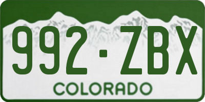 CO license plate 992ZBX